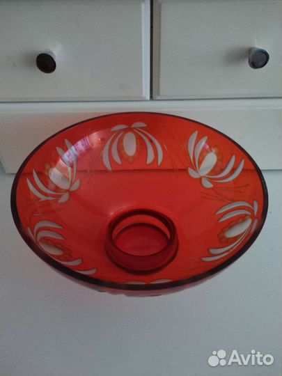 Ваза для фруктов цветное стекло СССР