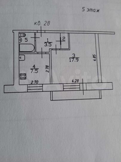 1-к. квартира, 33,1 м², 5/5 эт.