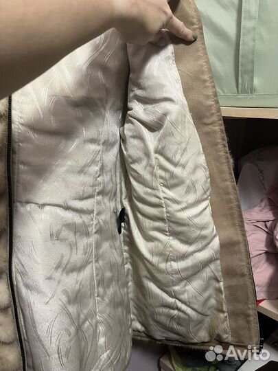 Полушубок норка с коротким рукавом + перчатки