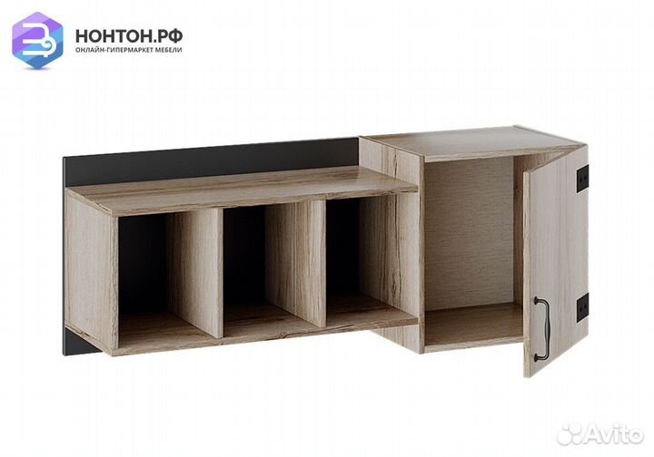 Шкаф навесной Окланд фон черный / дуб делано