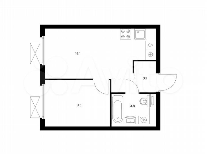 1-к. квартира, 32,5 м², 16/25 эт.