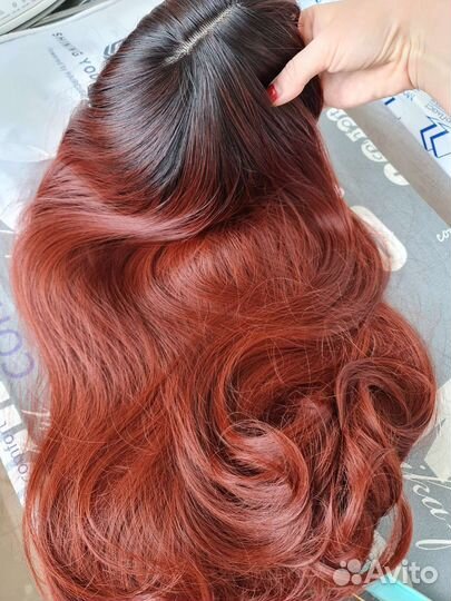 Парик красная медь длинный с челкой