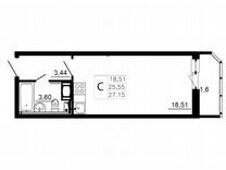 Квартира-студия, 25,5 м², 11/12 эт.