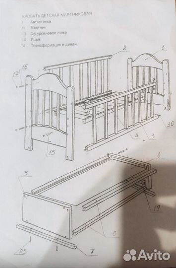 Детская кроватка с матрасом