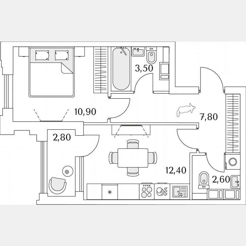 1-к. квартира, 38,6 м², 8/13 эт.