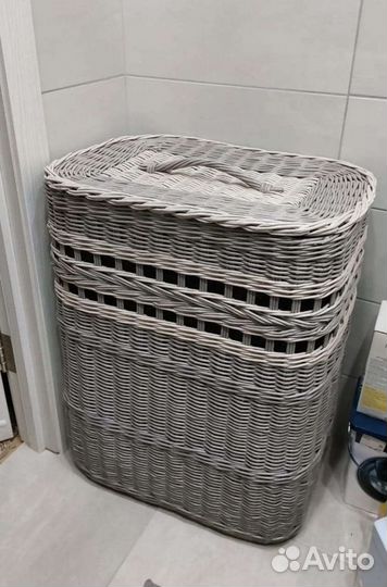 Корзина для белья плетёная из бумажной лозы