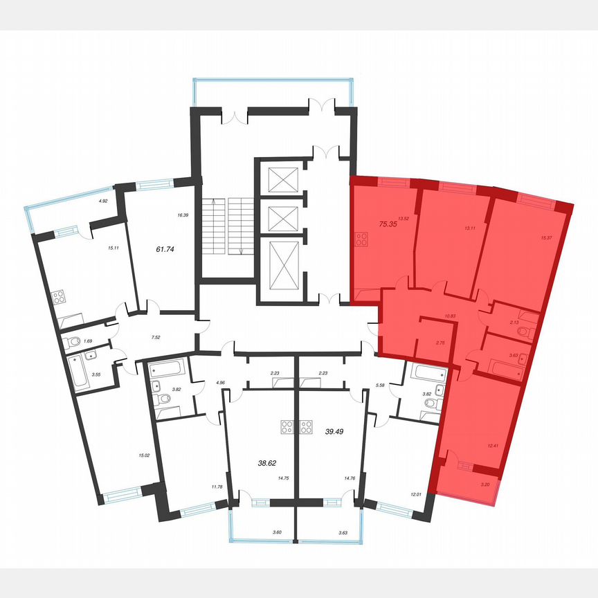 3-к. квартира, 77 м², 10/22 эт.