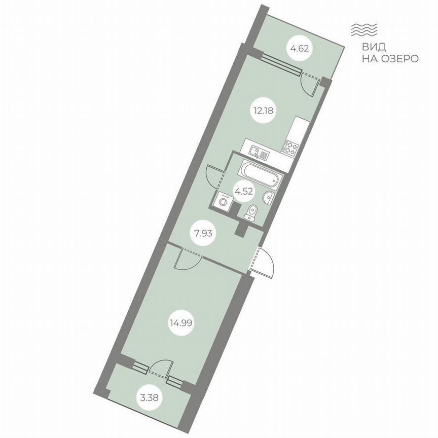 1-к. квартира, 43,6 м², 1/7 эт.