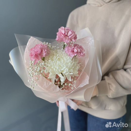 Цветы Букет Хризантемы Гвоздика