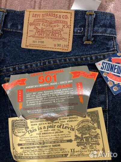 Мужские джинсы levis 501 0190 W30 L32