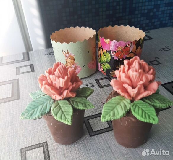 Шоколадные горшочки с шоколадными цветами