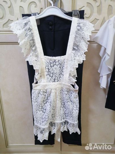 Белый школьный фартук, 128 рост