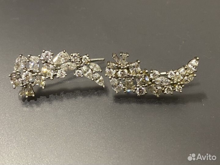 Серьги кафы серебро 925 пробы