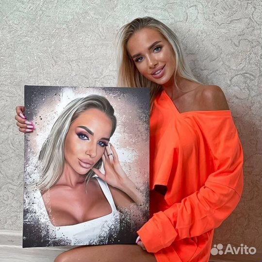 Печать на холсте картин портретов фото подарок