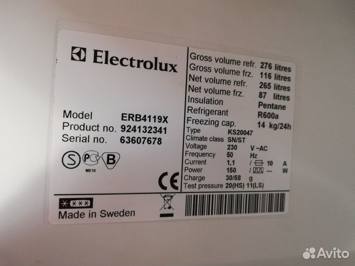 Холодильник Electrolux ERB 4119 X