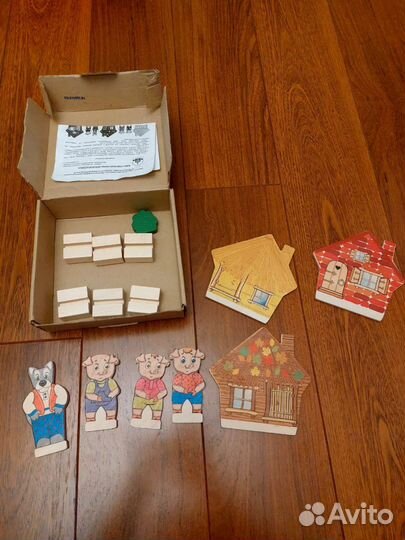 Деревянные игры три поросенка