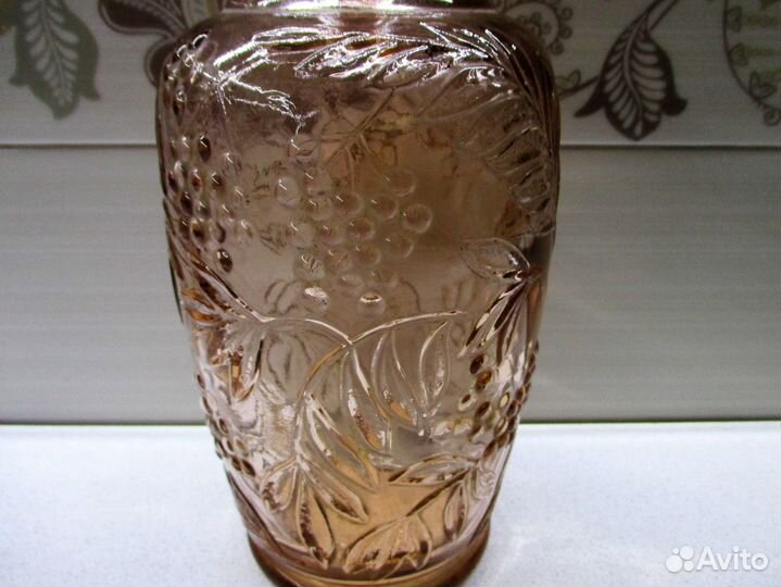 Графин старый Штоф цветное стекло Рябина Узор