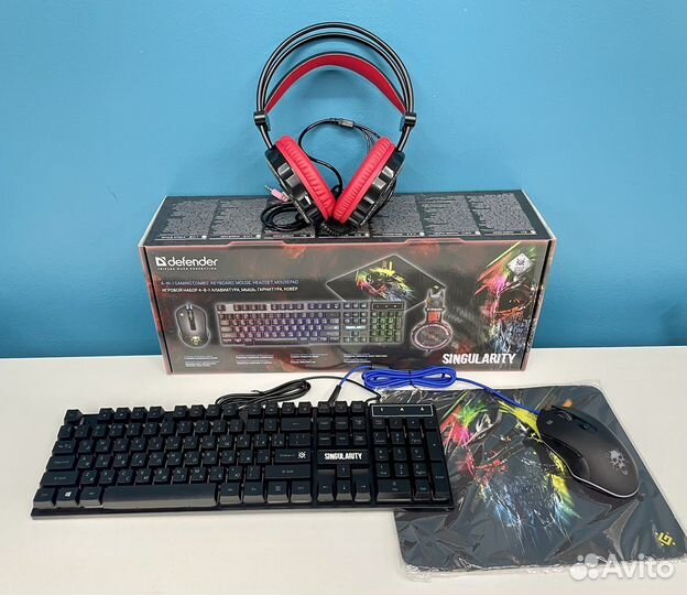 Игровой набор клавиатура мышь коврик наушники