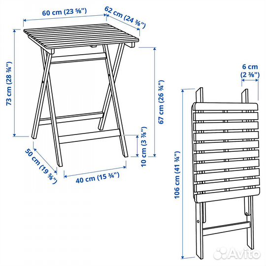Складной стол икеа для сада/балкона 60х62х73 IKEA
