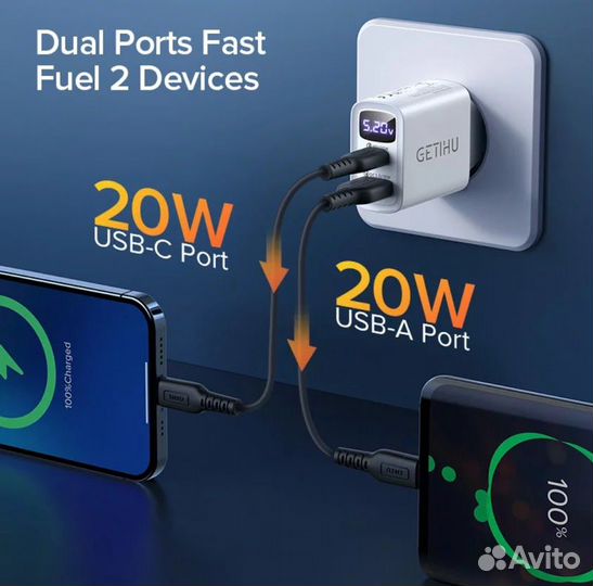 Зарядка QC3.0 PD20w typeC блок питания для всего