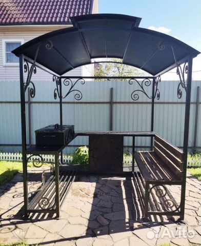 Мангал с печью под казан и крышей