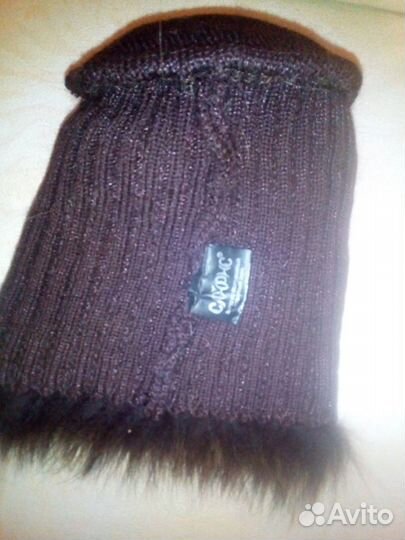 Шапка зимняя натуральный мех, вязанка