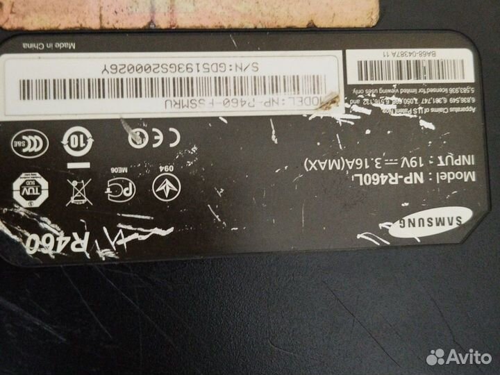 Ноутбук np-r460l samsung