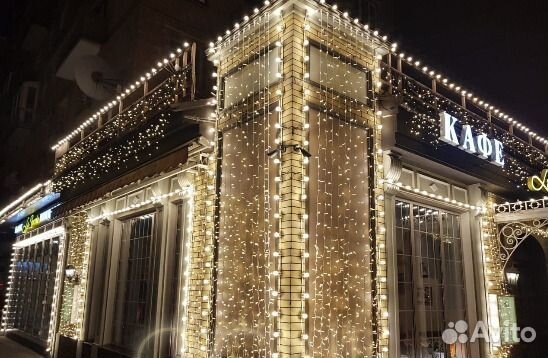 Гирлянда занавес уличный каучук 600 LED, 3 на 3 м