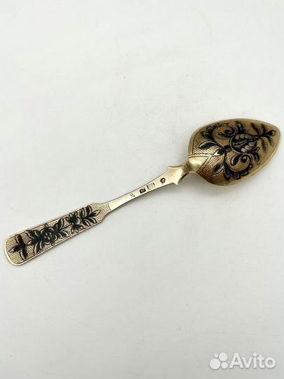 Ложка десертная серебро 84 проба 1833 г. чернь