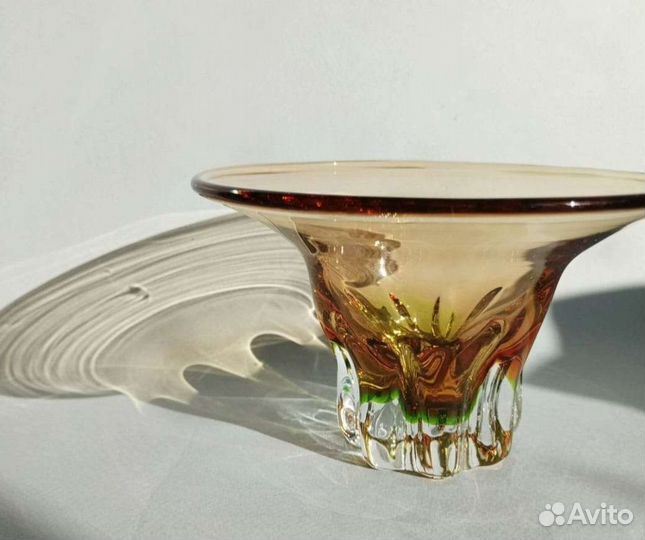 Ваза для Фруктов и Конфет,цветное стекло Чехия