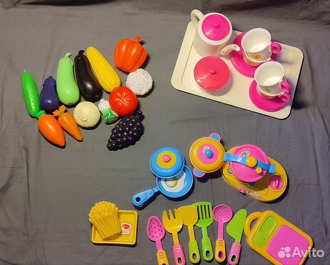 Детская посуда, овощи