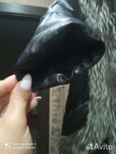 Женский кожаный пуховик натуральная кожа