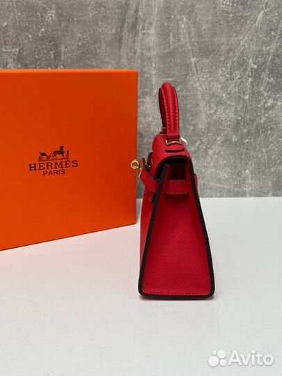 Сумка женская hermes красная люкс кожа