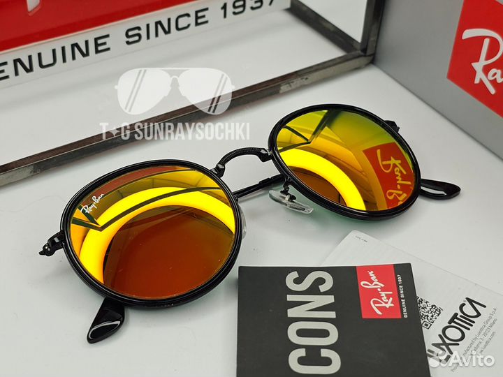 Очки Ray Ban 3517 Round Metal Красные Зеркальные