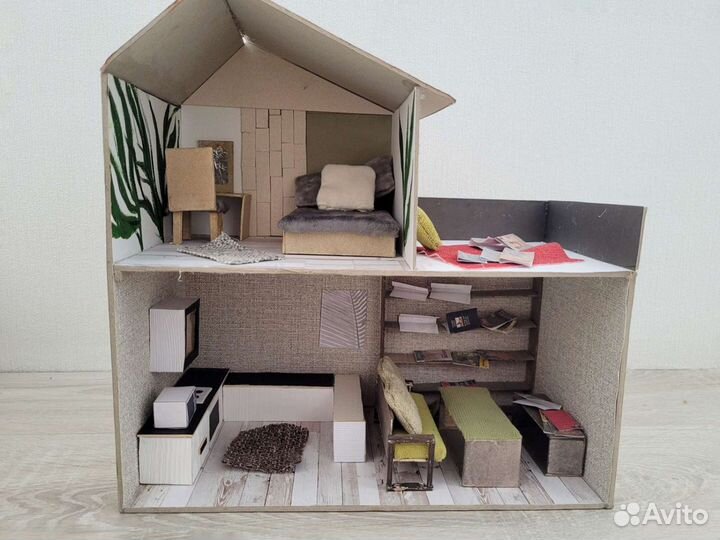 Кукольный домик с мебелью(ручная работа)