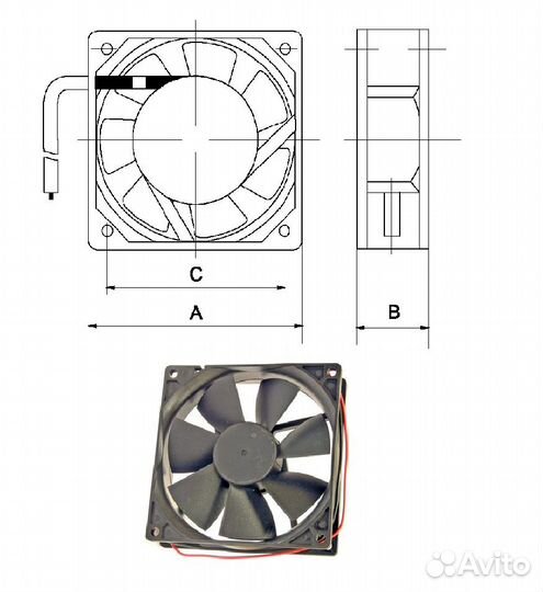 1 шт Вентилятор RQD9225HS 12V 92х92х25 мм