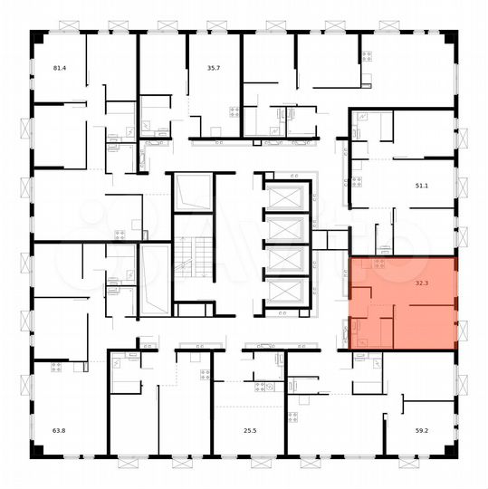 1-к. квартира, 32,3 м², 27/33 эт.