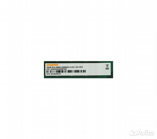 Память оперативная DDR4 16Gb Digma 3200MHz (dgmad4
