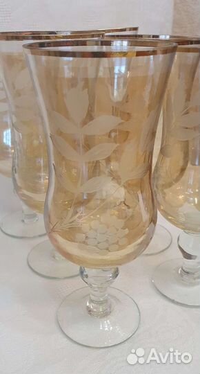 Фужеры/бокалы винтаж медовое стекло