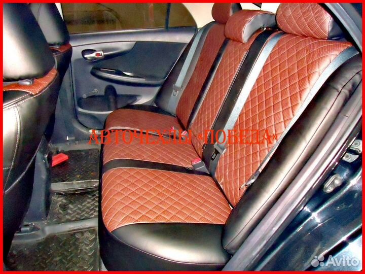 Чехлы Toyota Corolla 10 из экокожи чёрно-коричневы