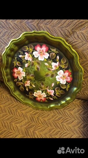 Поднос СССР ручная роспись Кольчугино