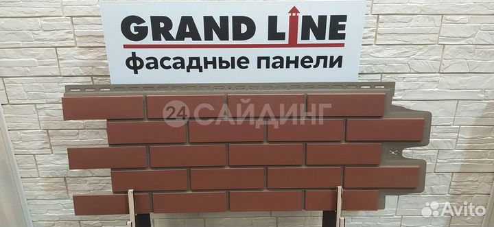 Фасадные панели Grand Line Кирпич Клинкерный design plus Корица (Махагон), шов тёмно-бежевый