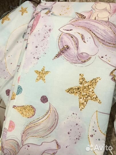 Бортики в детскую кроватку Единорог