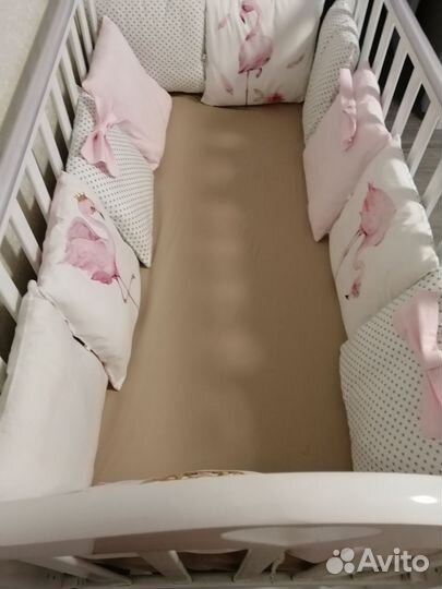 Бортики в кроватку + простынь на резинке