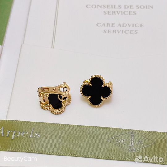 Van cleef серьги из желтого золота 750 пробы и они