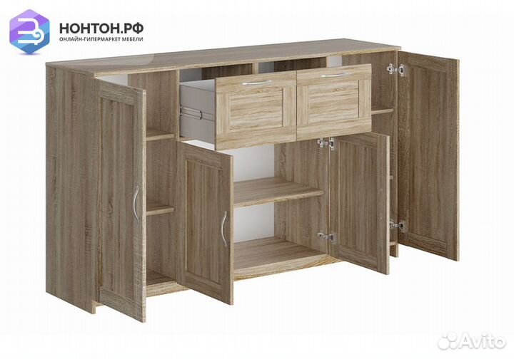 Комод с дверцами Сириус 2 ящика сонома