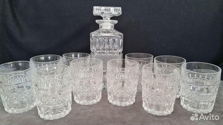 Штоф Богемия+10 стаканов новый СССР