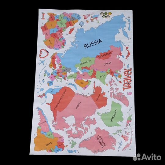 Виниловая наклейка карта мира (новая)