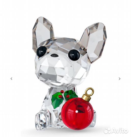 Swarovski French Bulldog Crystal Christmas Holly
