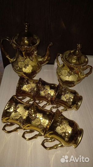 Чайно кофейный сервиз, (Золотая Роза)